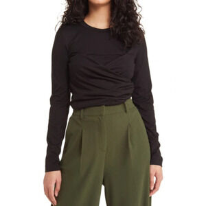 New Nordstrom VERO MODA ~ Women's Nelly Ruched Knit Top Medium Black